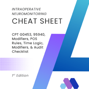 A book cover saying "Intraoperative Neuromonitoring Cheat Sheet".